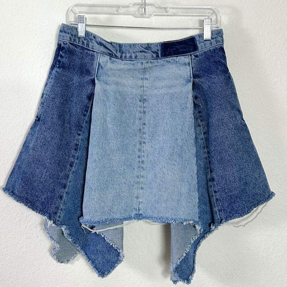 Free People Bohemian Retro 70s Festival Wild River Handkerchief Denim Skirt 28 - Picture 9 of 12